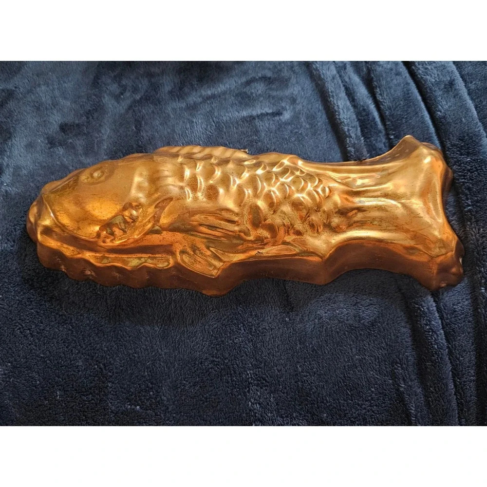 Vintage Copper Fish Mold Decorative Wall Hanging Kitchen Decor Rustic Farmhouse